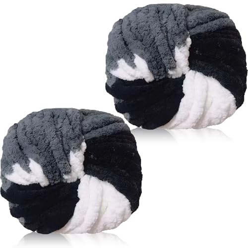 Chenille Wolle zum Häkeln,Chunky Yarn 250g×2,Wolle zum Stricken,Häkelgarn für Taschen,Dicke Textilgarn,Chunky Garn für Katzenbett,Puppen,Decken,Kissen,Taschen und Teppiche