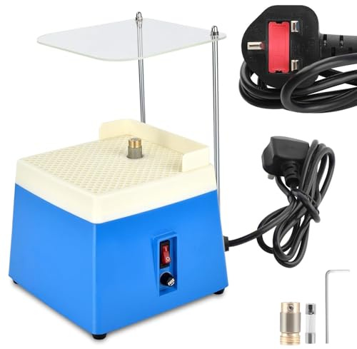 Portable Glass Grinder, 4200RPM UK Plug 220V Electric Stained Glass Grinding Machine with Acrylic Baffle and 5/8 Grinder Bits, Automatic Art Grinding Tool for Glass, Marble, Jewelry, Ceramics