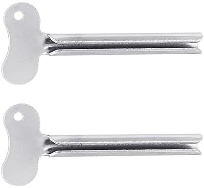 2 Pcs Silver Metal Tube Squeezer Keys, Toothpaste Metal Hair Dye Color Key Roller Dispenser Tool Durable Processing,Toothpaste and Hair Color Dispenser Tool, Daily Living Tube Squeezing Aids