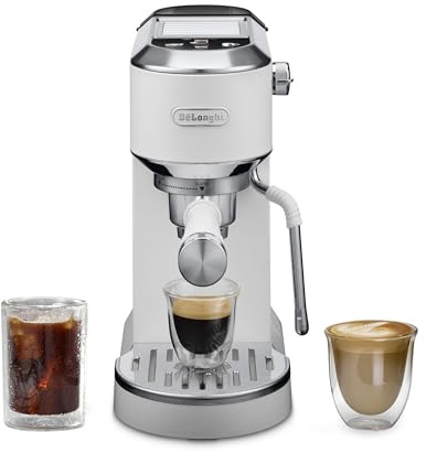 De'Longhi Dedica Duo Compact Espresso Machine - Cold Brew Coffee Maker with Milk Frother Wand- for Espresso, Hot & Iced Coffee, Cappuccinos, Lattes & Home Barista Brewing, Vanilla