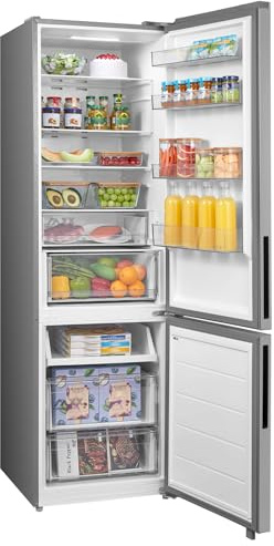 Midea 443L Kühl gefrierkombination,201cm,NoFrost,Multi-Airflow,SPACE MASTER | 35dB, EEK E, 313L SuperKühlen,130L SuperGefrieren(-24°), LED,Maxx Fresh Zone,Edelstahl-Optik,Inverter Kompressor