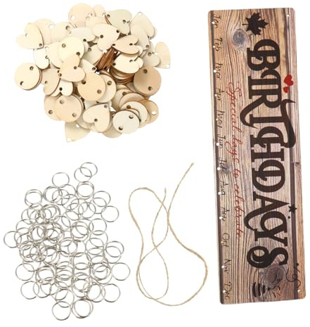 FUNOMOCYA Holz Geburtstagskalender zum Aufhängen DIY Wandkalender mit Natürlichen Holzscheiben als Kreative Geburtstags und Erinnerungsdekoration für Zuhause und Party