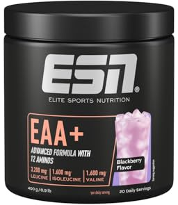 ESN EAA+, Blackberry, 400 g, allen 9 EAAs & Vitamin B6 | 3,2 g Leucin pro Portion, ideale Löslichkeit, vegan, made in Germany