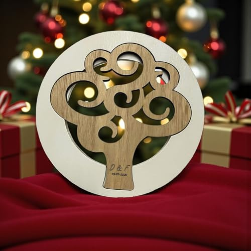 Doni Bomboniere 1 pz Sottopentola in Legno con Albero della Vita Regalo Natale Personalizzabile Casa Utile Economico Legno Idea Regalo Amici Speciali Mamma Donna Lui Lei Economico Originali