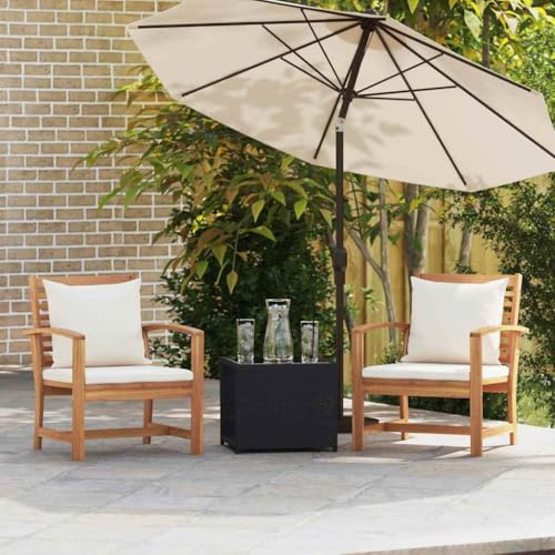 LoogCape Gartenstühle 2er Set, Natur Teak-Massivholz, 60x65x76.5 cm, Langlebige Outdoor Stühle für Balkon, Terrasse und Gartenmöbel