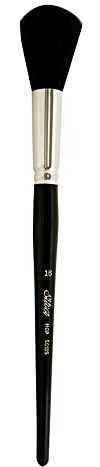 Silver Brush Limited Silver Mop Black Round Oil Paintbrush, Size 16 | Acrylic, Watercolour, Pastels, Charcoal, Short Handle, Flagged Bristle, Soft Natural Goat Hair, Wash, Blending, Softening