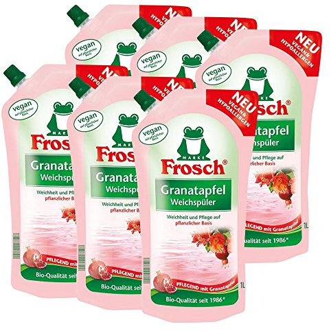 6x Frosch Granatapfel Weichspüler 1 Liter - Pflegend mit Granatapfel