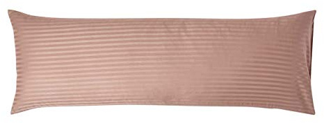 HOMESCAPES Brown Taupe Pure Egyptian Cotton Body Pillowcase 330 TC 500 Thread Count Percale Equivalent Satin Stripe Long Pillow Case for Nursing Pregnancy and Elderly Support