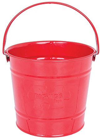 Bigjigs Toys Red Steel Kids Bucket | Metal Tools for Garden & Beach Play | Great Accessories for Gardening Set or Crabbing | Children's Outdoor Educational Toy | Gifts for Toddlers from Age 3+