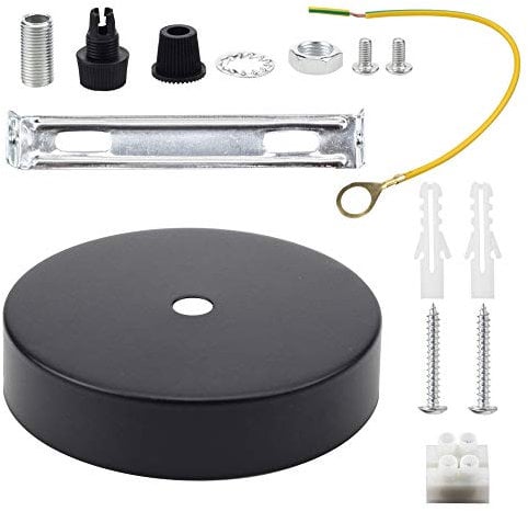 TIANFAN Deckenrosette für Hängelampe flexible Klemmplatte für Lampenfassung 100 mm (mattschwarz)