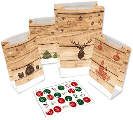 ROTH Adventskalender zum Befüllen - 24 Adventstütchen 'Hygge-Style' mit 24 Tüten zum befüllen
