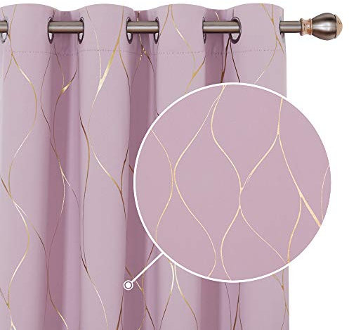 Deconovo Verdunkelungsvorhänge mit Ösen Blickdichte Gardinen Kinderzimmer Mädchen Dicke Thermovorhang Kälteschutz Thermogardine Hitzeschutz, 229x117 cm(HöhexBreite), Hellpink, 2er Set