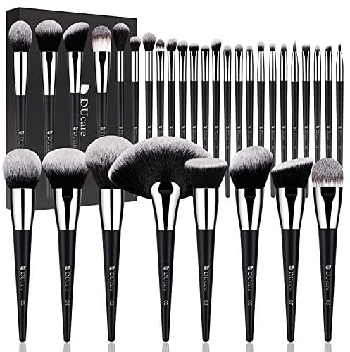 DUcare Lot de 32 pinceaux de maquillage professionnels pinceaux de maquillage synthétiques de qualité supérieure pour fond de teint, blush, correcteurs pour les yeux