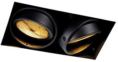 Qazqa - Modern Einbau Spot schwarz 2-Licht GU10 AR111 Trimless - Oneon Honey I Wohnzimmer I Schlafzimmer - Stahl Rechteckig - LED geeignet GU10