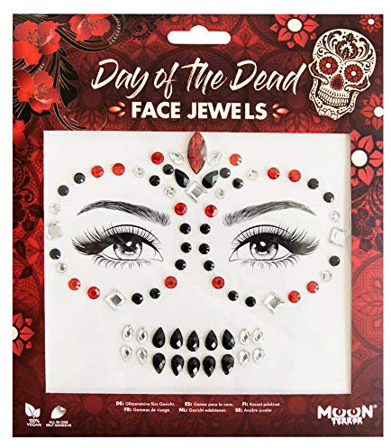 Face Jewels by Moon Terror | Day of the Dead | Festival Face Body Gems, SFX Make up, Crystal Make up Eye Glitter Stickers, Temporary Tattoo Jewels, Special Effects Make up
