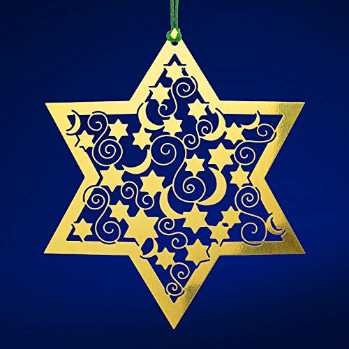SIKORA BS-MS Traditionelle Christbaumschmuck Weihnachtsbaum Anhänger aus Messing - 28 Modelle wählbar, BS-MS:No.04 Stern Sternenhimmel H ca 8.5 cm