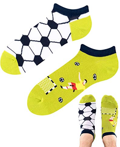TODO Colours Motiv Sneaker-Socken Football Time LOW Lustige, Fußball socken mehrfarbige, verrückte, bunte Knöchelsocken Damen Herren