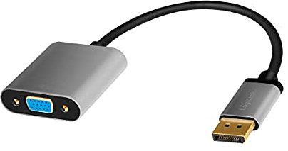 LogiLink CDA0109 - DisplayPort-VGA Adapterkabel 1080p/60 Hz, Alu,schwarz/grau, 0,15 m