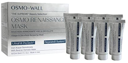 Osmowall OSMO RENAISSANCE MASK Maschera Viso Collo Décolleté Idratante Antirughe. Efficace contro rughe e linee di espressione. Pelle più idratata, uniforme, giovane. 8 Tubi richiudibili da 12ml