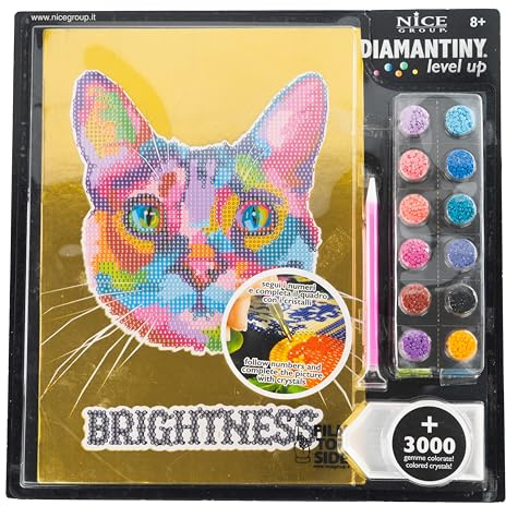 DIAMANTINY Level Up – Pop – Nice Group Creative Art, Diamond Painting Kit, Kreieren Sie das Mosaik Katze