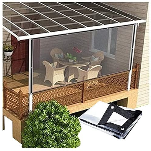 LIJINBO Abdeckplanen, wasserdicht, reißfest, mit Nylonseil für Gewächshauspflanzen, Haustierstall, Dach (Farbe: transparent, Größe: 4 x 7 m)