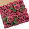 DuHouse 25 rose artificiali fiori di rose finte con gambi veri fiori in schiuma per bouquet di nozze fai da te, centrotavola per baby shower, composizione floreale, decorazione per la casa (Borgogna)