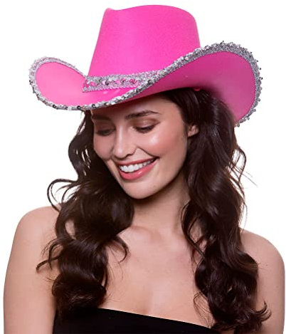Wicked Costumes Texanischer Cowboy-Hut für Erwachsene, Kostüm- und Partyzubehör, Hot Pink, Pailletten