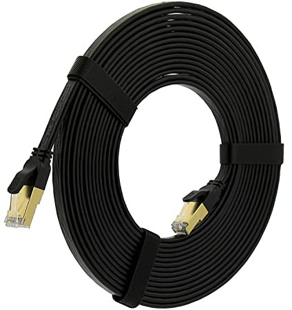 Reulin Ultra Flexibles 16M Lang Cat 8 Flach Ethernet LAN Kabel RJ45 Cat8 Patchkabel 16 M Internet Netzwerkkabel Kompatibel mit PC Laptop Smart TV Router Modem Switch Hub PS4/PS5/IPTV-Box 16Meter