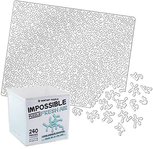 Impossible Fresh Air - Einzigartiges Puzzle - Blau Transparentes Acryl 240 Teile Nicht wiederholende Form - Schwieriges Puzzle für Erwachsene - Klares Hartinteresspuzzle von GEMTURT (Fresh Air 240
