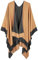 DiaryLook Damen Poncho Schal Winter Cardigan Übergroße Cape Elegant Poncho Für Frauen Umhang Damen Warm Geschenk Für Mutter Schwarz Dunkelgelb Gestreift