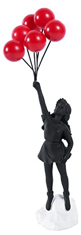 QZVANLON Flying Balloons Girl Statue, Modern Art Sculptures for Home Decor, Resin Figure Sculpture Crafts Ornament, Collectible Figurines Living Room Decoration
