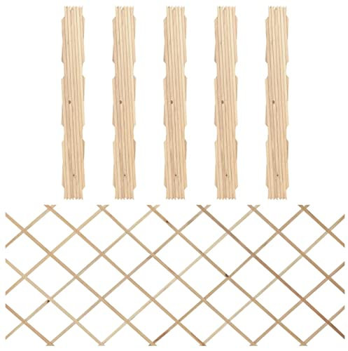 Tidyard Clôtures de Jardin Clôtures en Bois Clôtures en Treillis Extensible Panneaux de Clôture 5 pcs 180x80 cm