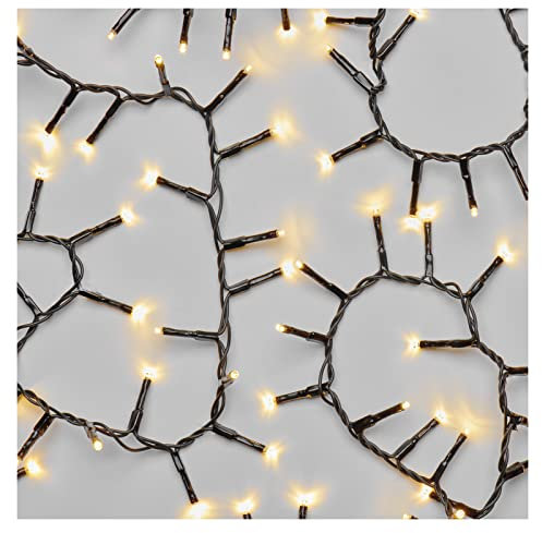 EMOS LED-Lichterkette warmweiß für Innen und Außen, 12m lange Cluster Weihnachtslichterkette IP44 mit 600 LEDs + 5m Zuleitung und Netzteil, 6 Stunden Timer Funktion, für Party, Weihnachten, Deko