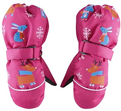 Innerternet Winterhandschuhe Kinder Wasserdichte Handschuhe Jungen Mädchen Kinderhandschuhe Skihandschuhe Thermohandschuhe Winddicht Fäustling mit Klettverschluss Schöner Druck für 1-6 Jahre