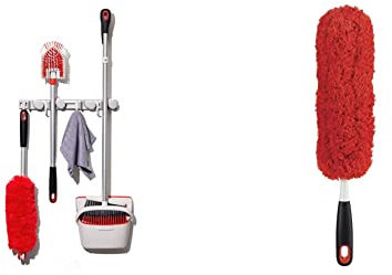 OXO Good Grips Wall-Mounted Mop and Broom Organizer & Good Grips Microfibre Hand Duster