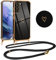 Vauki Coque pour Samsung Galaxy S21 Plus 5G avec Cordon de Collier, Galvanisé Etui Housse avec Motif Coeur d'amour, Antichoc Anti-Rayures Case avec Bandoulière pour Samsung S21+ 6.7, Nior