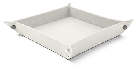 eglooh - Iris - Taschenleerer aus echtem Leder Weiß - Schreibtisch-Organizer mit modernem Design - Ablagefach für Schlüssel, Münzen, Schmuck - cm 18 x 18 - Made in Italy
