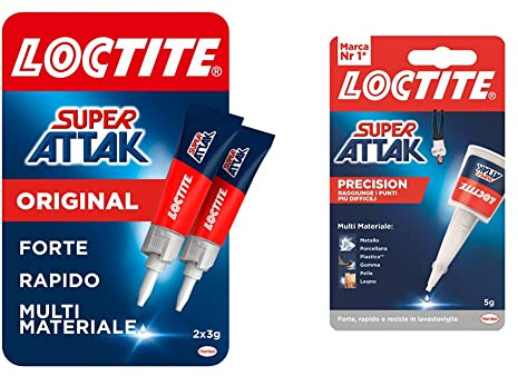 Loctite Super Attak Original Bipack, Colla liquida trasparente in confezione convenienza & Precision, Colla liquida trasparente con beccuccio extra lungo