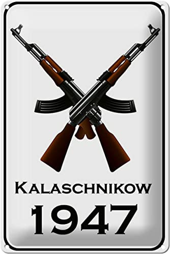 FEMER Blechschild Gewehr 20x30 cm Kalaschnikow 1947 Metall Deko Schild tin Sign