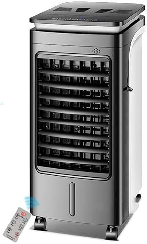 HHUARI Household Mobile Air Cooler, Cold/Hot Air Conditioner 3 Wind Speed 3 Wind Class Code Timing Flip Cover with Water 5L Water Tank 4-in-1 Cooling Fan The New