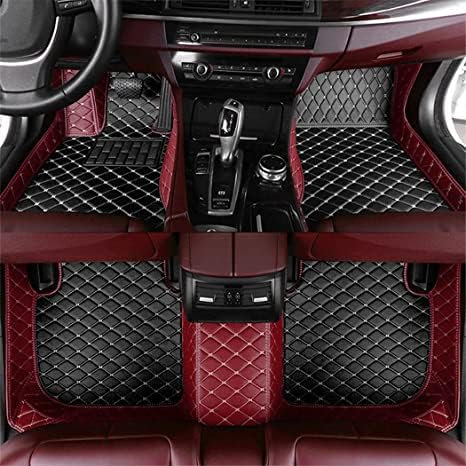 Custom Auto-Fußmatten für Mercedes Benz für A/B/C/E/S/GL/GLA/GLC/GLK/GLS-Klasse Leder Wasserdicht Abriebfest Mit Aufbewahrungstasche Auto-Fussmatten,Farben:Patchwork Burgunderrot schwarz