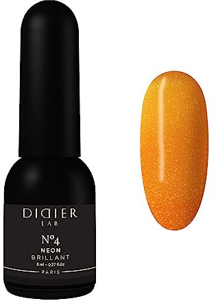 DIDIER LAB Premium Brillant Neon No.04 Flash Gel Polish – Orange UV/LED Glitter Gel With Diamond Shine – Highly Pigmented Self-Levelling Varnish – Long-Lasting High Gloss Colour – Shine Effect – 8ml