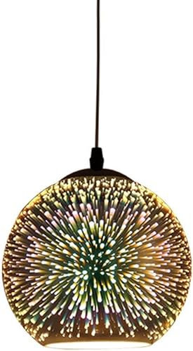 Serin-Eletro Pendelleuchte Vintage E27 Glas Kugel Schatten Pendellampe 3D-Feuerwerk Effekt Design Höhenverstellbar Hängeleuchten Esszimmer Esstisch Schlafzimmer Küche Cafe Dekor-Lampe,Φ20cm
