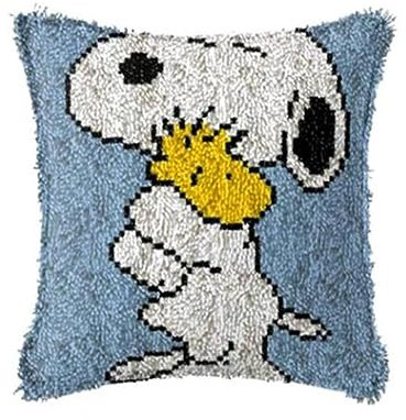 Latch Hook Cushion Kits for Adults, Latch Hook Pillow Case Kits Embroidery Kits 17X17Inch, DIY Needlework Pillow Cover Sofa Cushion Rug Making Kits, DIY Craft Kits 43x43 cm - Pillowcase B002