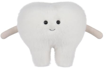 Apricot Lamb Zähne Plüschtiere für Kinder, weiche niedliche Kuscheltier für Baby Mädchen und Jungen, Flauschige Zähne Weiß 15 cm