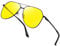 Joopin Anti Glare Night Driving Glasses for Men Women, Retro Aviation Night Vision Glasses UV Protection Metal Yellow Shades Yellow Tinted Lens