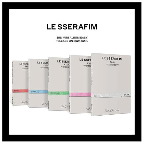 (COMPACT Ver.) LE SSERAFIM EASY 3rd Mini Album (5 Ver Set +1ea Store Gift Photo Card) K-POP SEALED