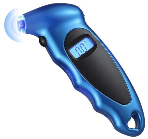 Haquno Digital Tyre Pressure Gauge 150 PSI 4 Settings for Car Truck Bicycle with Backlit LCD and Non-Slip Grip Tyre Pressure Checker, Blue…