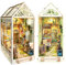 UINOFER Holz Book Nook Kit, Miniatur Puppenhaus Haus, Miniatur Kit 3D Holzpuzzle Buchstützen aus Holz, Modellbausätze für Erwachsene Teens zum Bauen (House C)