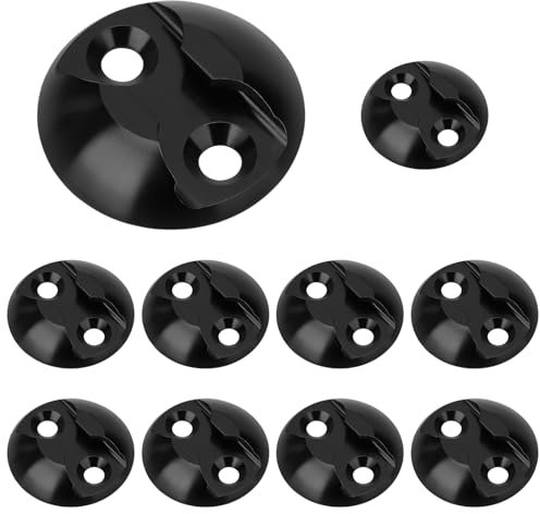 10 Stück Airlineschiene Zurrplatte, Aluminium Zurrplatte zur Ladungssicherung für LKW, Wohnmobil, Dampfschiff (Schwarz, Φ44mm)